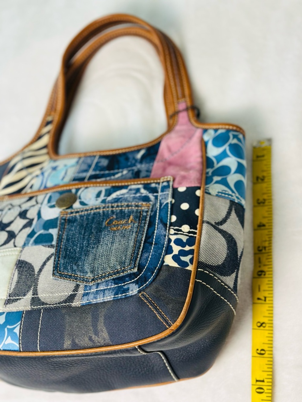 Vintage Coach Ergo Denim Patchwork Hobo Style Bag - Picture 6 of 11